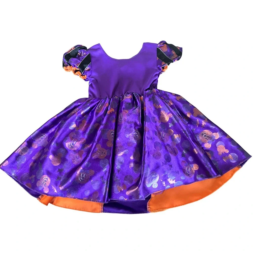Disney Minnie Mouse Halloween Costume Dress Purple Orange Pumpkin Toddler 3 3T - Picture 7 of 10
